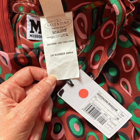 Missoni Silk Skirt Logo Scarf Print 42 Y2K Vintage XS Silk Chiffon Coquette New - Picture 14 of 16